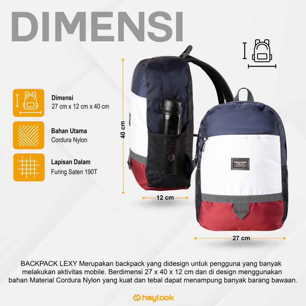 Tas Ransel Pria Wanita Keren Daypack Sekolah Kuliah Kerja Tas Punggung Laptop 13 14 15.6 Inch Tas Distro Backpack Kekinian Warna Kombinasi