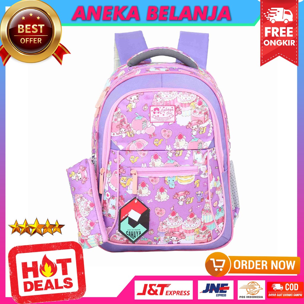 Tas Ransel Anak Cahaya My Melody Warna Ungu Lucu Imut Harga Ekonomis Cocok Untuk Sekolah Free Raincover