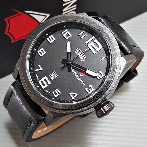 Jam Tangan Pria Reddington Duty 8401 Leather Black White Original Arloji Cowok Ori Water Resist An