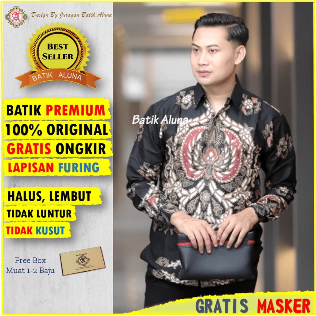 Baju Batik Keris pria lengan panjang Premium kemeja Batik prabuseno slimfit casual jumbo ori Aluna