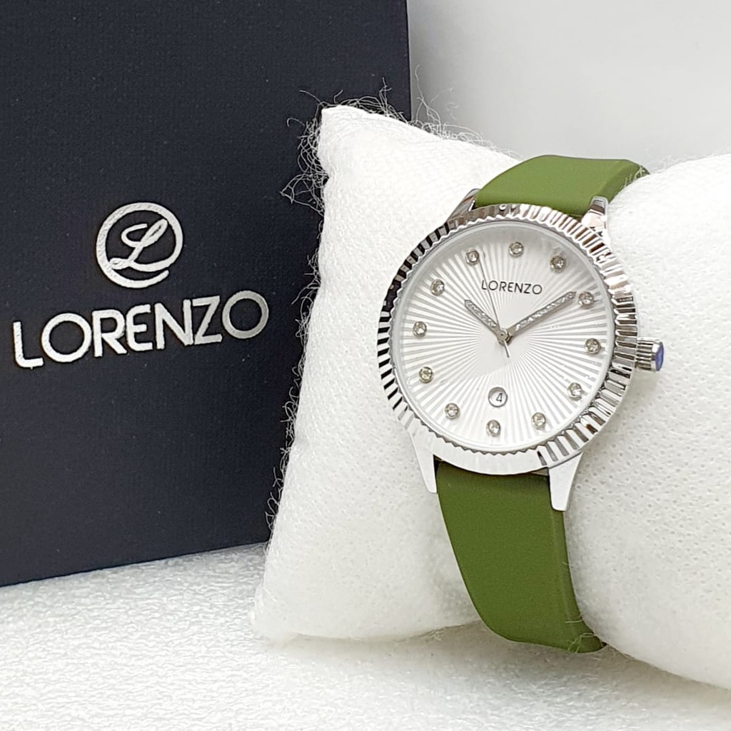 Jam Tangan Wanita Lorenzo 1081 Original Silver Rubber