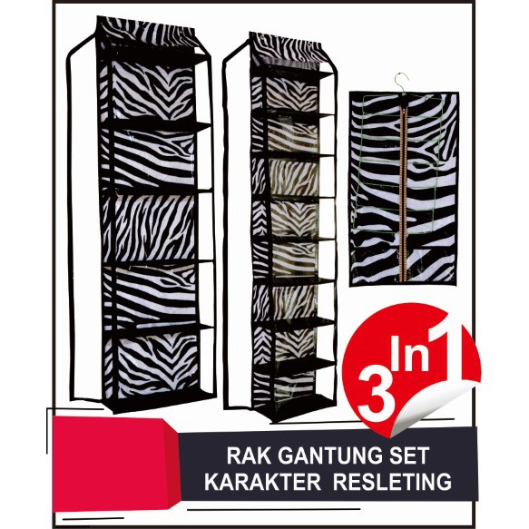 Rak set (rak tas,  rak sepatu rak hijab)  zebra