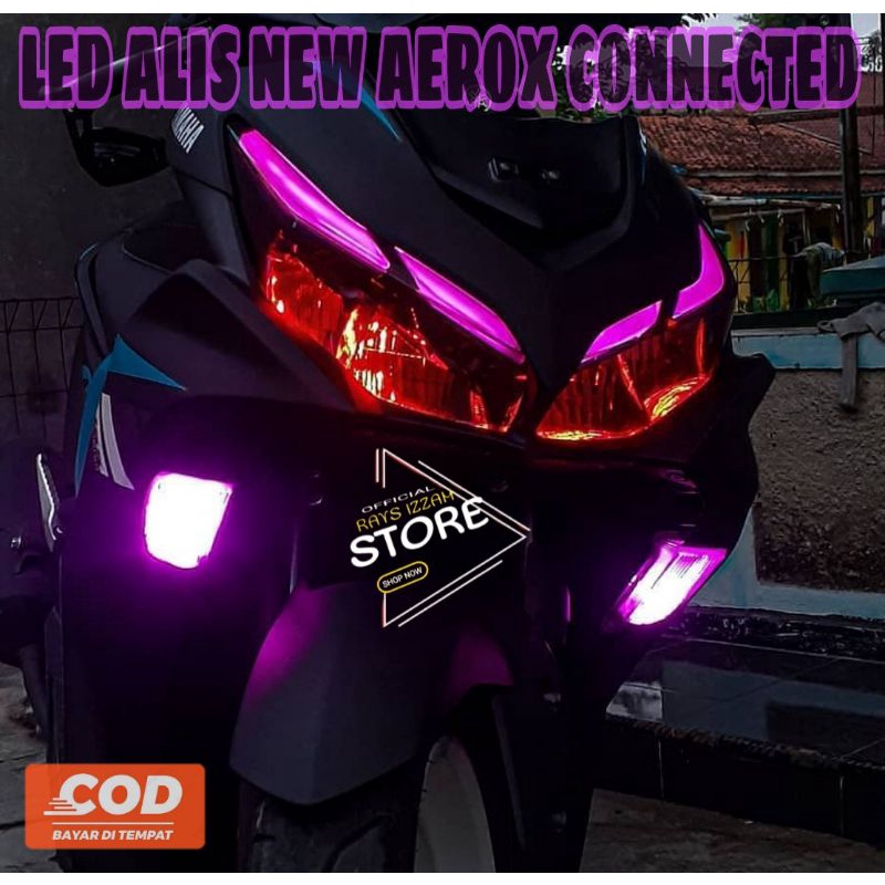 Sepaket lampu alis lampu led Yamaha aerox connected aerox 2020 2021 2022 no bintik free demon eye