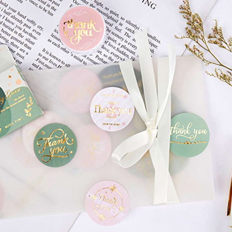 46pcs Stiker Bulat Motif Kartun Tulisan THANK YOU Gaya Retro Untuk Dekorasi DIY