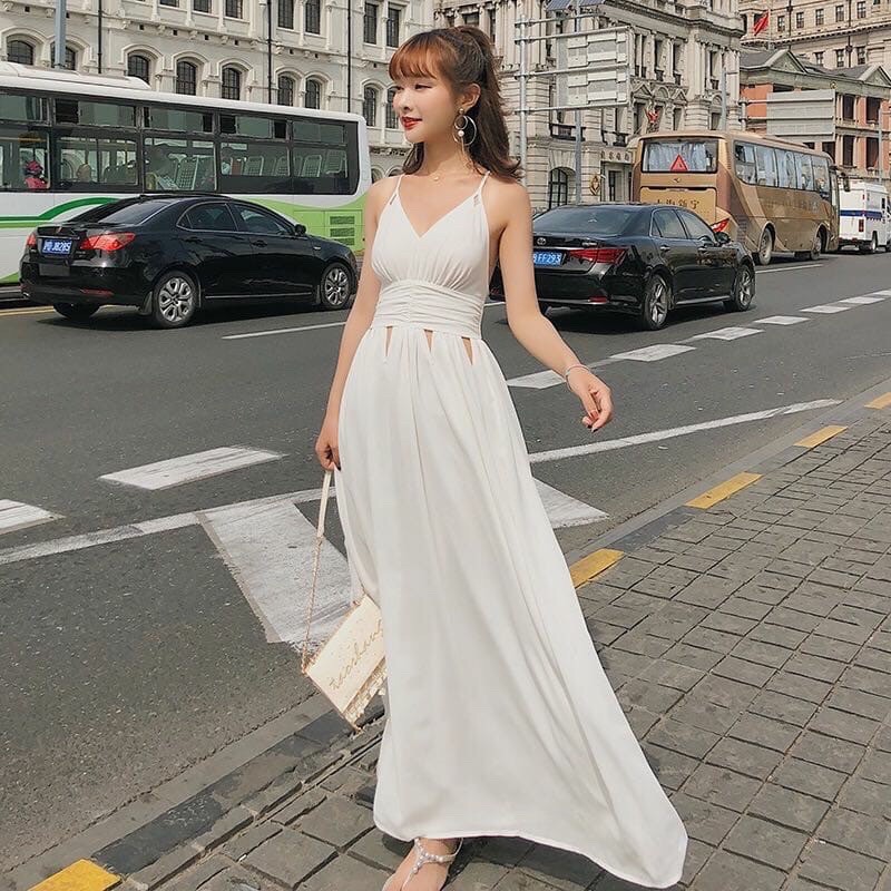Mercy White Maxi Dress / Baju Pantai / Dress Pantai