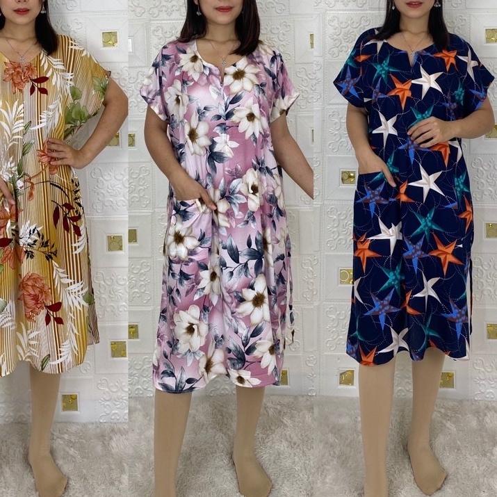 Terjangkau daster 3/4  rempel/kimono/daster pendek/daster rempel pendek fit jumbo tali nyatu  ruffle