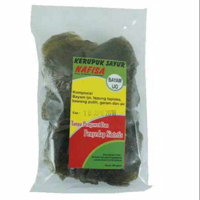 

NAFISA KERUPUK MENTAH BAYAM HIJAU NON MSG 100 GRAM