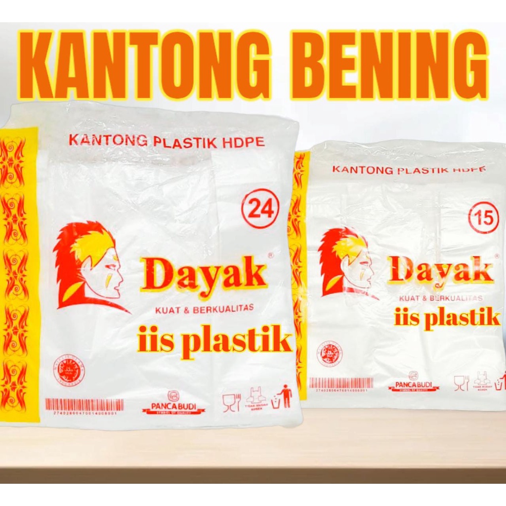 kantong plastik kresek hd putih bening/ trasparan DAYAK Uk 15 24 HDPE