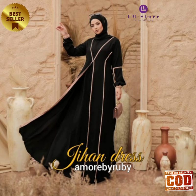 JIHAN DRESS GAMIS JIHAN ORIGINAL BRAND AMORE BY RUBY FASHION MUSLIM TERBARU ABAYA MODERN BAJU KONDAN