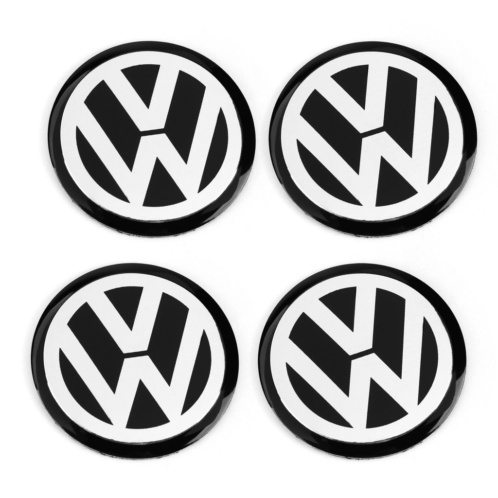 4 Pcs Sticker Emblem Dekorasi Velg Mobil Ukuran 56MM Warna Hitam Untuk VW Volkswagen