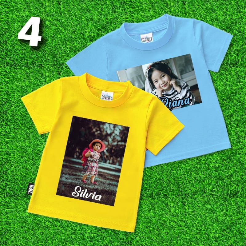 kaos anak free bordir nama  sablon foto