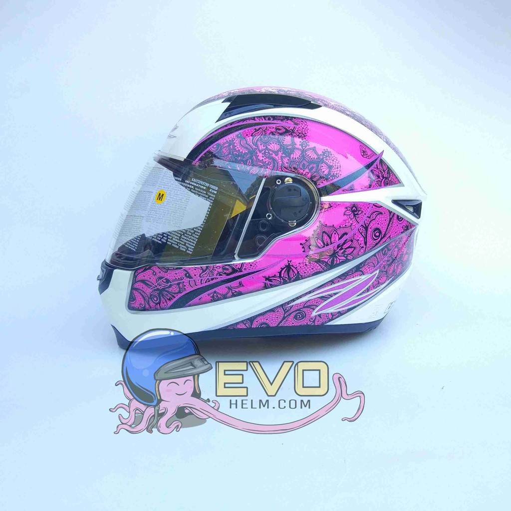 HELM ZEUS FULL FACE WHITE AL9 PURPLE - FREE SMOKE VISOR ZEUS ORIGINAL ( ONGKIR 2KG )