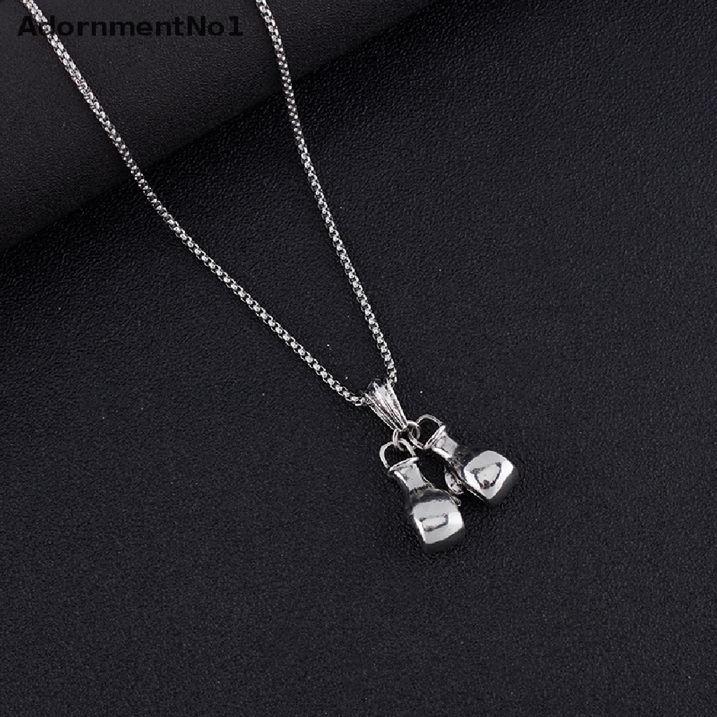 (AdornmentNo1) Kalung Rantai titanium steel Pendan Sarung Tinju fitness Gaya Retro punk