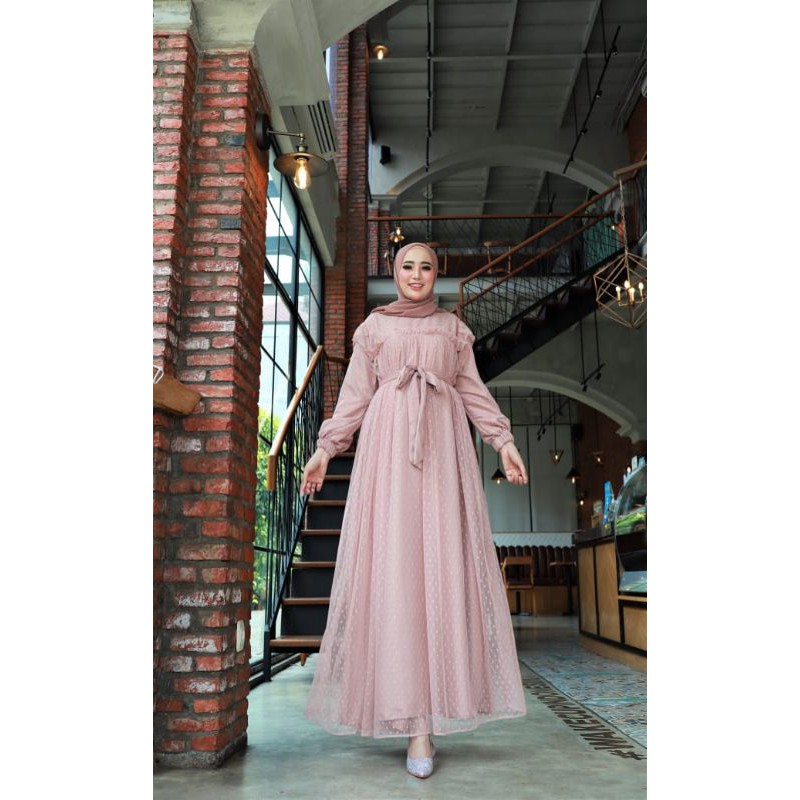 HANNAH POLKADOT Gamis lebaran pesta muslimah