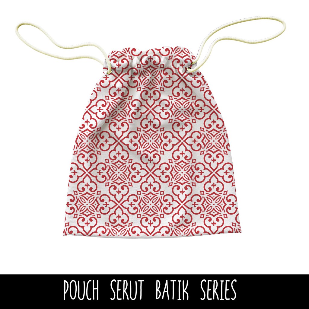 Full Print Pouch Serut Batik Pattern Bisa Request Tulisan