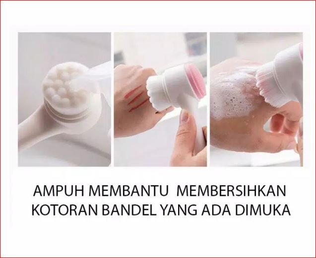 (NCS) Facial Cleansing Brush Dua Sisi Face cleanser Cuci Sikat Plastik Pembersih Wajah Muka Halus