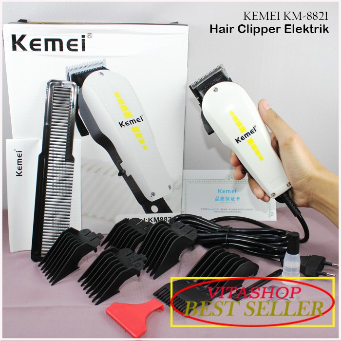 ALAT CUKUR RAMBUT KEMEI KM-8821 6 SEPATU COMB CLIPPER MESIN POTONG DAN PANGKAS ELEKTRIK