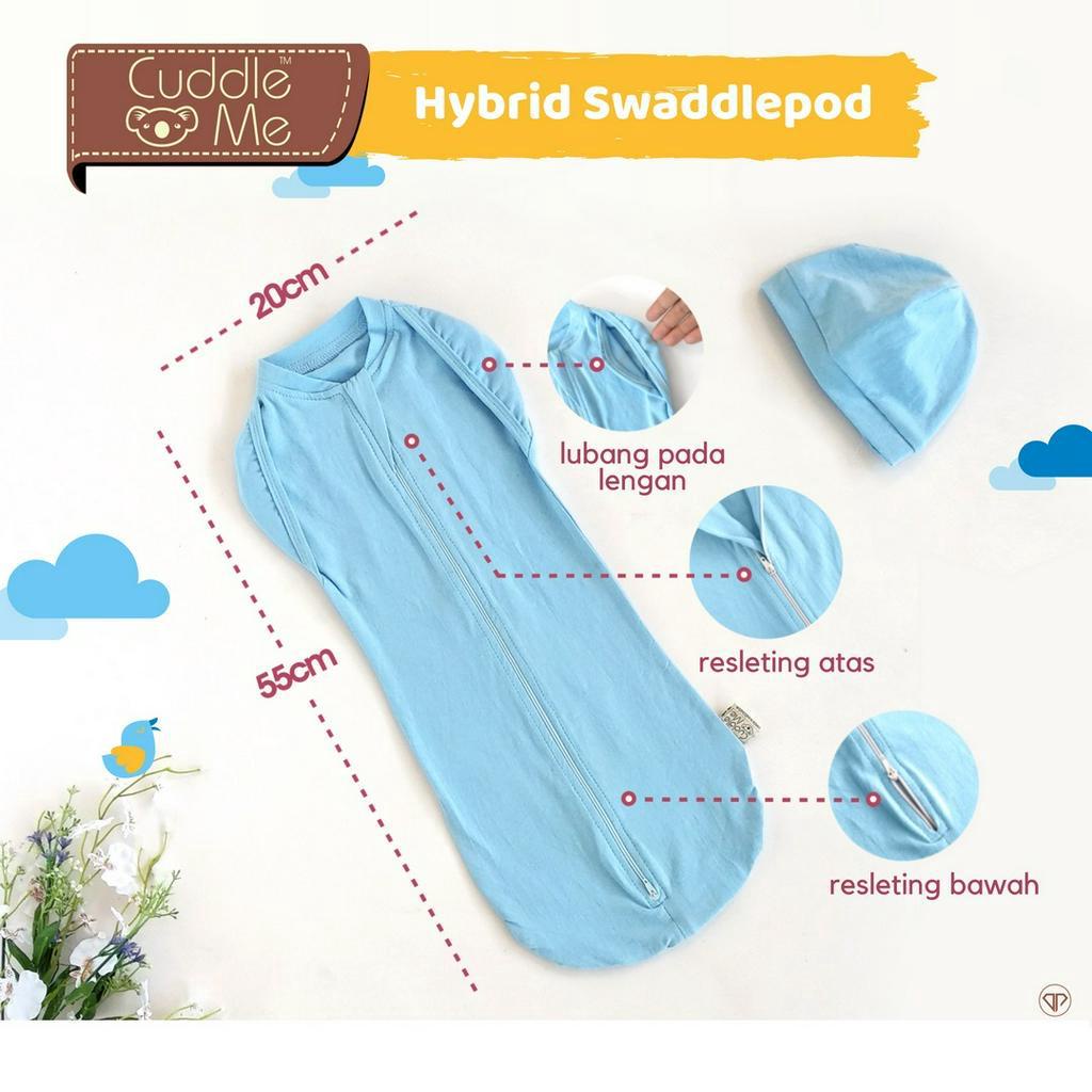 Cuddle Me Hybrid SwaddlePod + Topi Set Bedong Instan Bayi Modern Praktis CuddleMe WHS