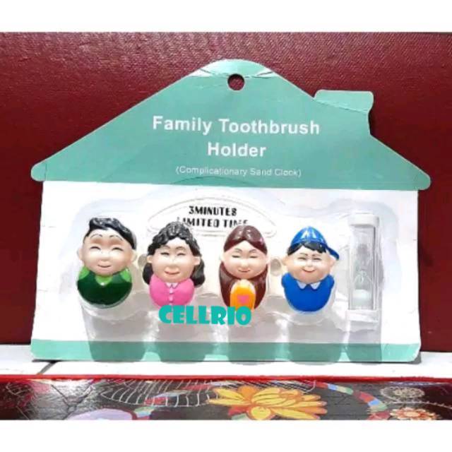 Tempat Sikat Gigi Unik Toothbrush Holder Family dengan Jam Pasir 3 Menit