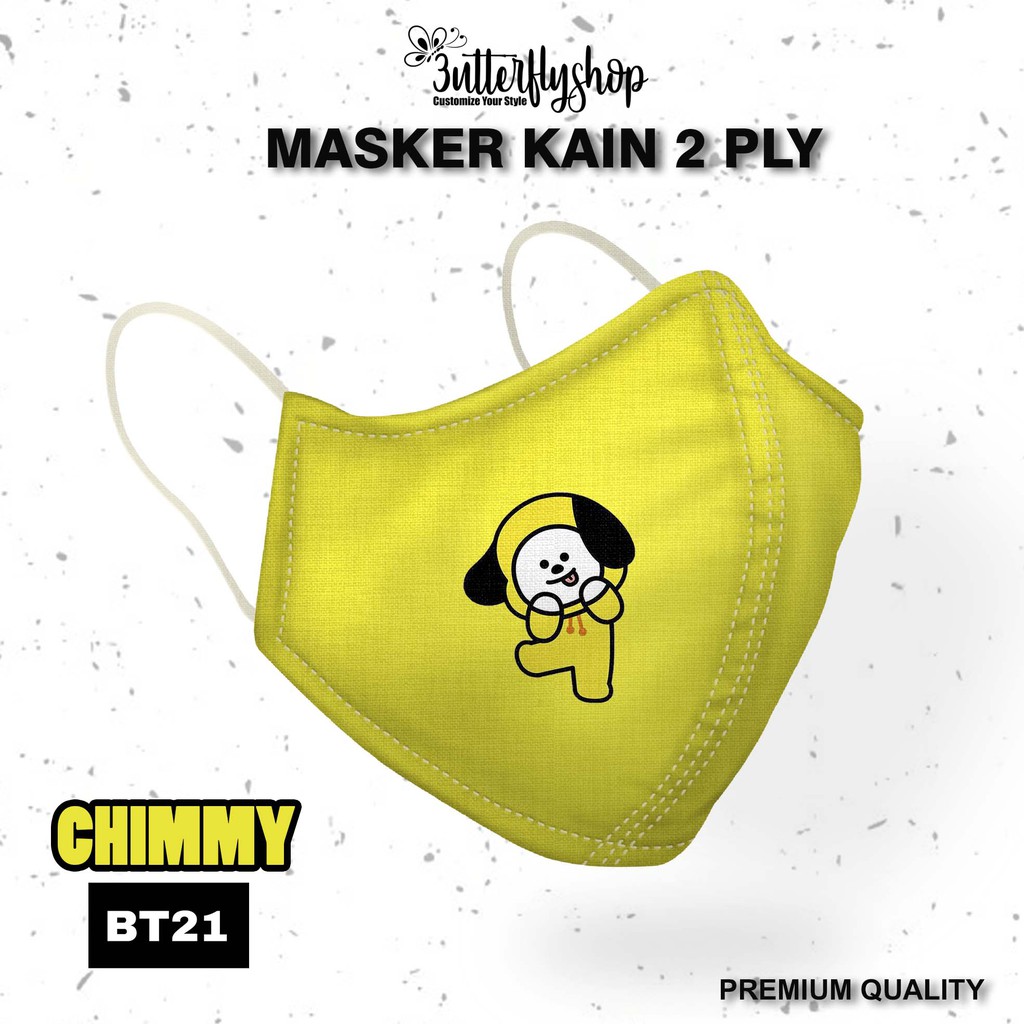 [MASKER ] BT 21 Masker kain 2 ply premium quality chimmy tata digital printing full color fashionabl