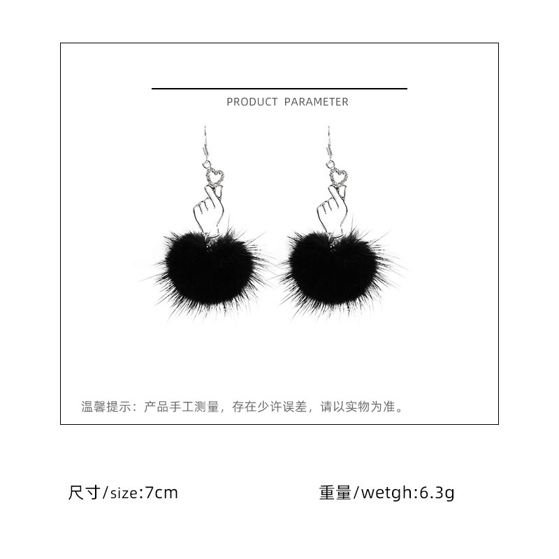 Telinga kancing Jepang lucu daripada heart fluffy bola anting-anting anggun anting-anting pribadi fa