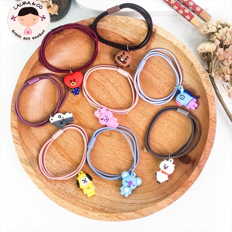 Ikat Rambut Kerut Bulu Melody Sanrio Bts bt21 Kpop 12pc murah grosir lusinan kerut kunciran elastis korea