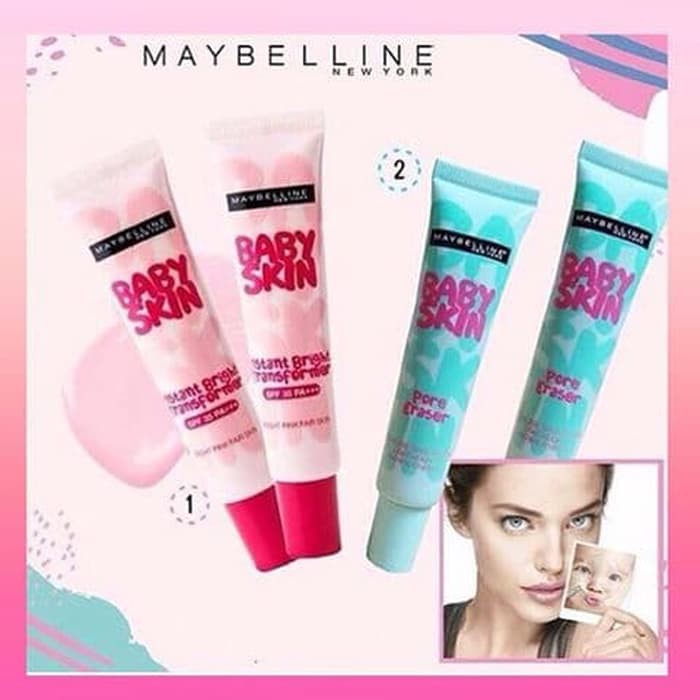 MAYBELLINE Baby Skin Pore Eraser dan Instant Pink Transformer | Primer Wajah Base Makeup by AILIN