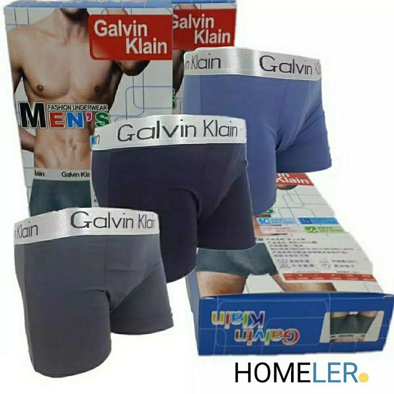 Celana Dalam Pria Dewasa (1 Box Isi 3 Pcs) / Celana Dalam Boxer Galvin Klain / Cd Sempak Boxer Pria