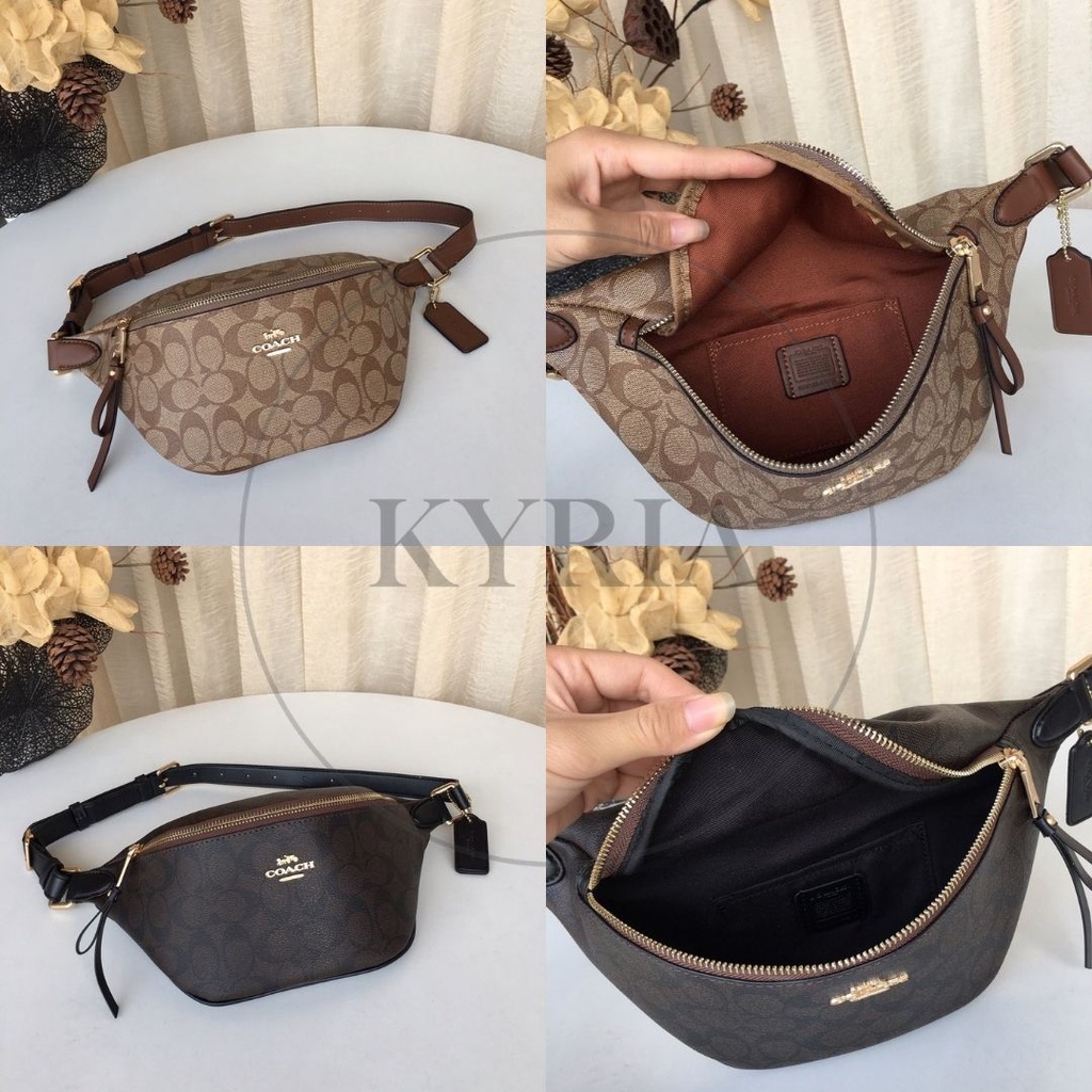 tas selempang waistbag wanita WOMEN SIGNATURE BELT BAG BROWN BLACK 48740