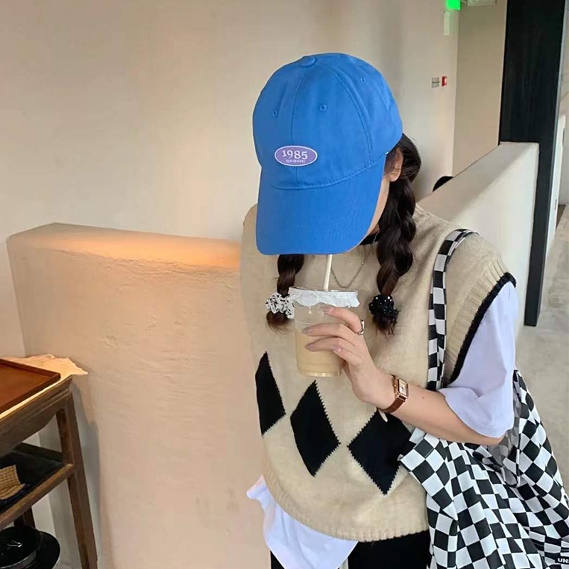 Topi Baseball Motif Bordir Tulisan Gaya Korea