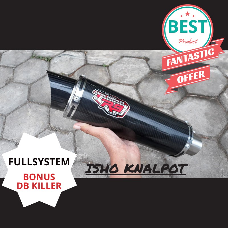 Knalpot Fullsystem R9 Carbon Motor Racing Scorpio Rr Mono Megapro Vixio NMAX Ninja MT25