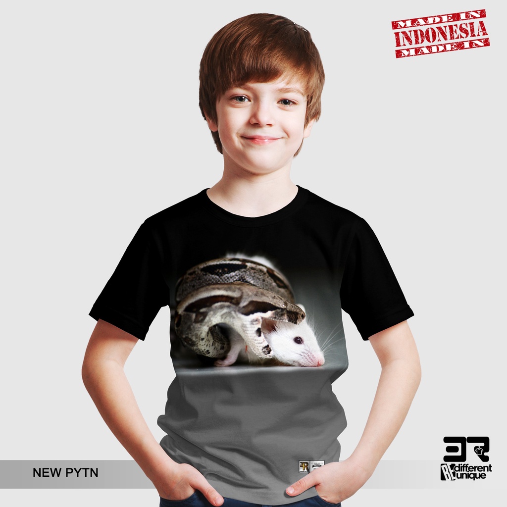 [ COD / BAYAR DI TEMPAT ] KAOS DISTRO PRINTING ANAK ANAK GAMBAR REPTILE ULAR SNAKE PYTHON RETIC RETI