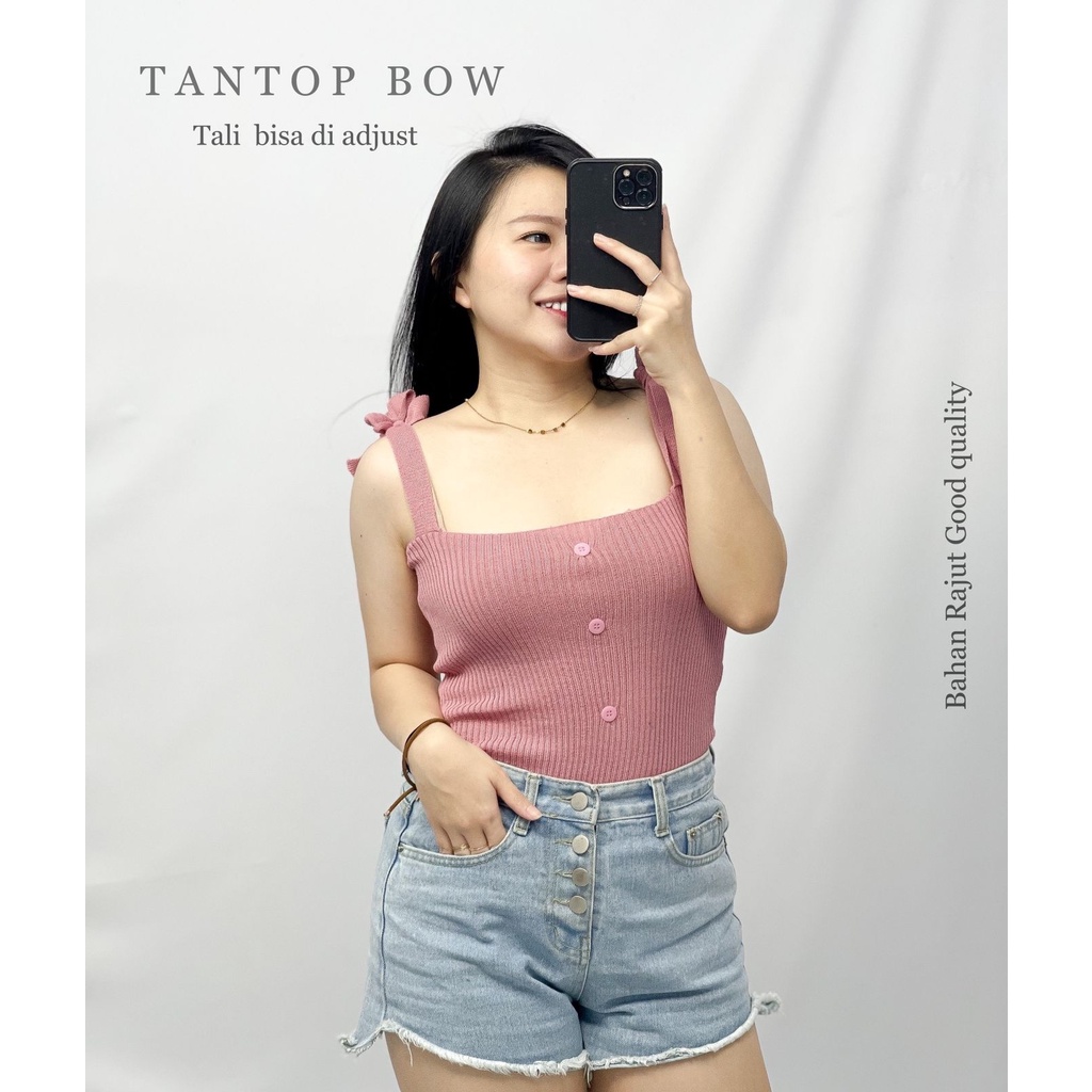 Toply shop Tantop Rajut Premium Rajut korea bow