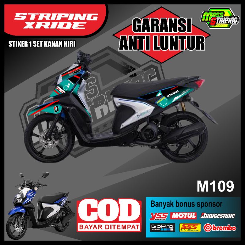 striping X ride 125 cc Petronas - setiker x ride - sticker yamaha xride 125 lis variasi scotlite mot