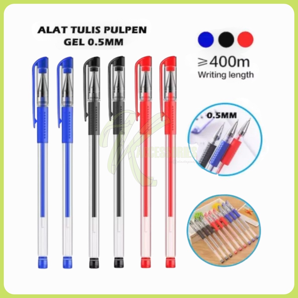 

Pulpen Gel Ink 0.5Mm Alat Tulis Kantor Sekolah Pena Pen Tinta Cair Standart Warna Merah Hitam Biru