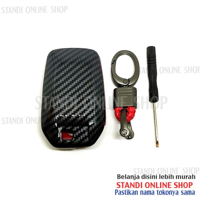 Cover Smartkey Sarung Kunci Toyota All New Vellfire Carbon Merah