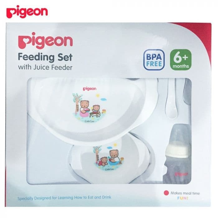 PIGEON Feeding Set With Juice Feeder - Peralatan Makan Bayi