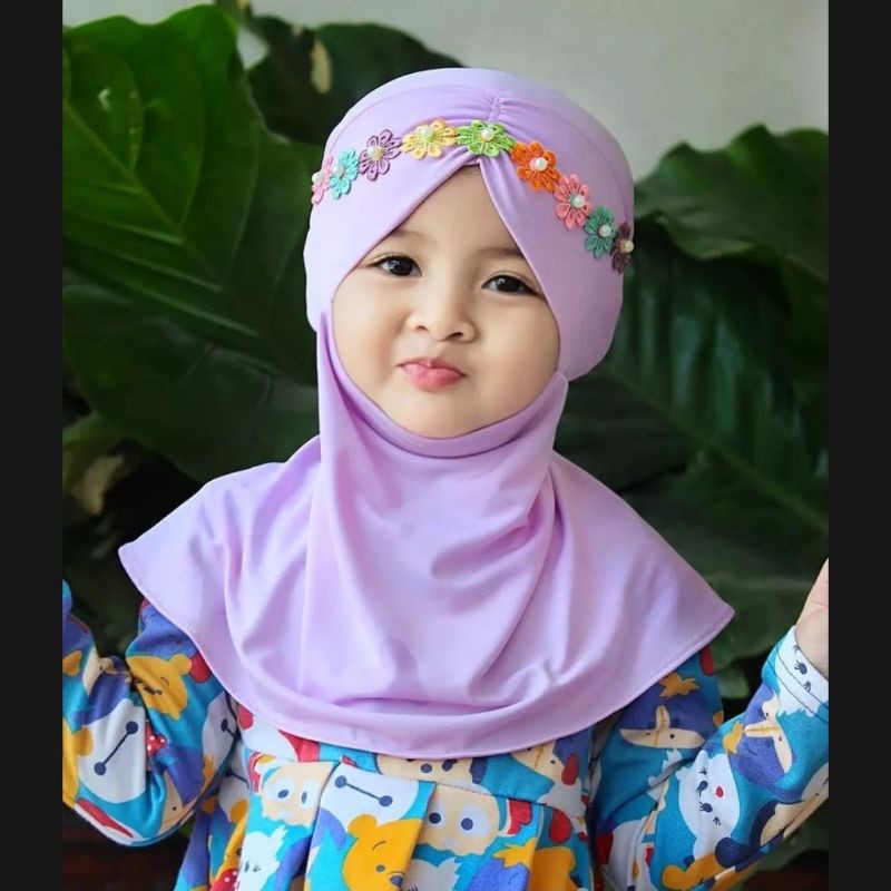 Jilbab Melati Anak Instan 0-3 Tahun Jersey Ballon Premium |Hijab Bayi Tk Lucu |Kerudung Sekolah Baby Perempuan Newborn