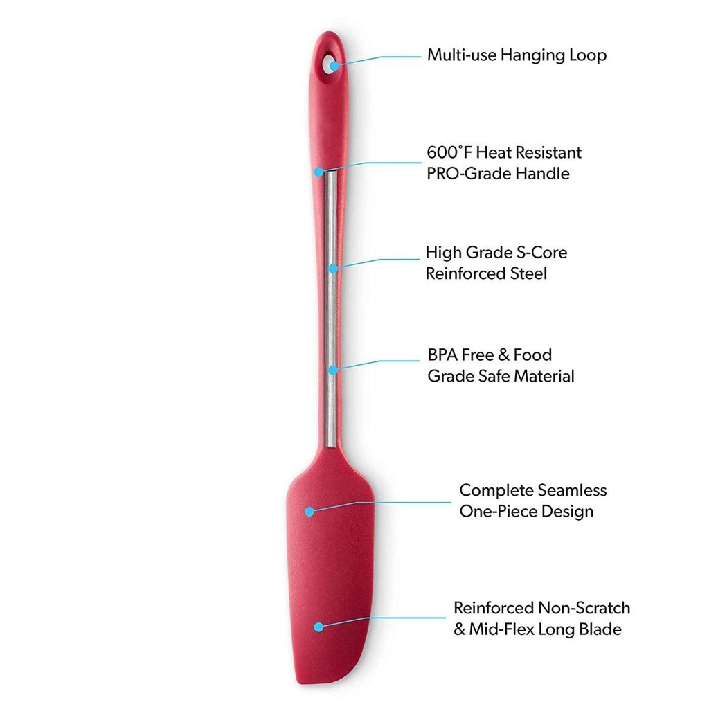 Nickolas1 Toples Spatula Mixing Dessert Gagang Panjang Memasak Anti Lengket Baking Alat Panggang