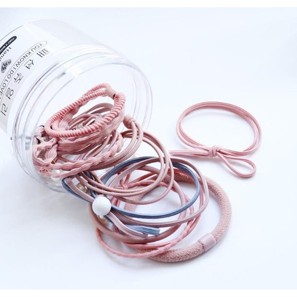 Gratis Ongkir - F519 Ikat Rambut 12 in 1 (FREE BOX) / Set Ikat Rambut Simple / Kunciran Rambut-2