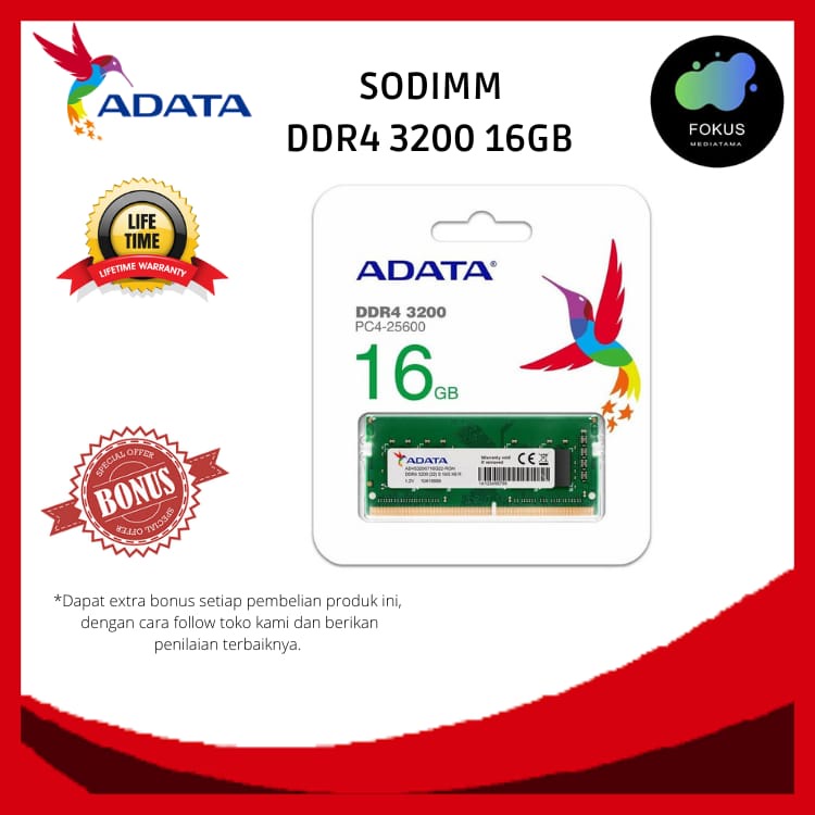 ADATA Premier DDR4 3200MHz 16GB U-DIMM / SODIMM RAM PC / LAPTOP