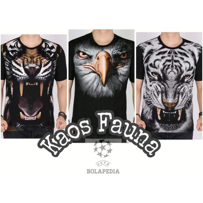 Promo Kaos Lebaran Model Fauna 3d Elang Macan Harimau Binatang Shopee Indonesia