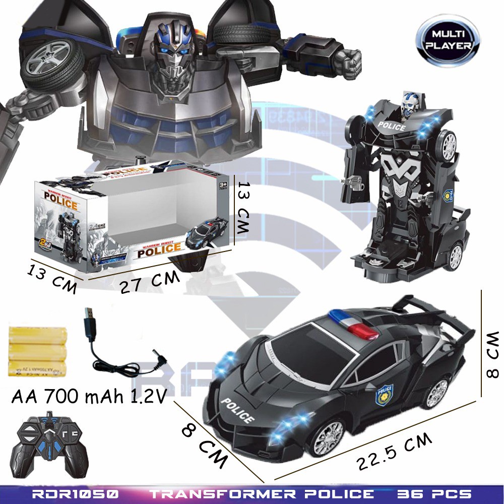 RC Mobil Polisi Mainan Mobil Remote Control Mobil Robot Police RDR1050