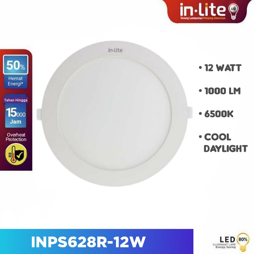 (BERGARANSI 1 TAHUN) INLITE Downlight Led Panel Inbow 12 Watt BULAT