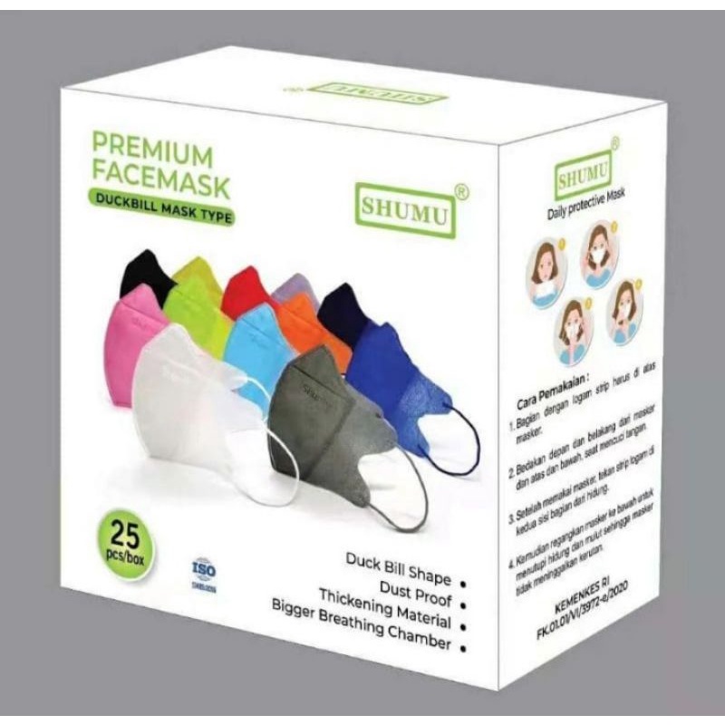 Masker Duckbill Shumu Warna Mix Rainbow isi 25pcs