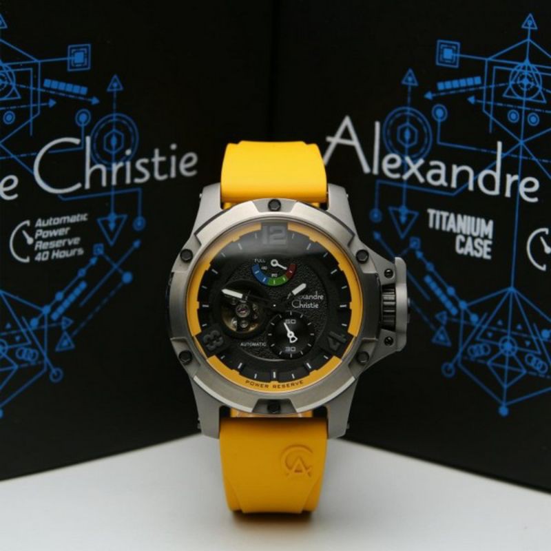 Jam Tangan Alexandre Christie AC6295 Rubber Yellow Limited Edition