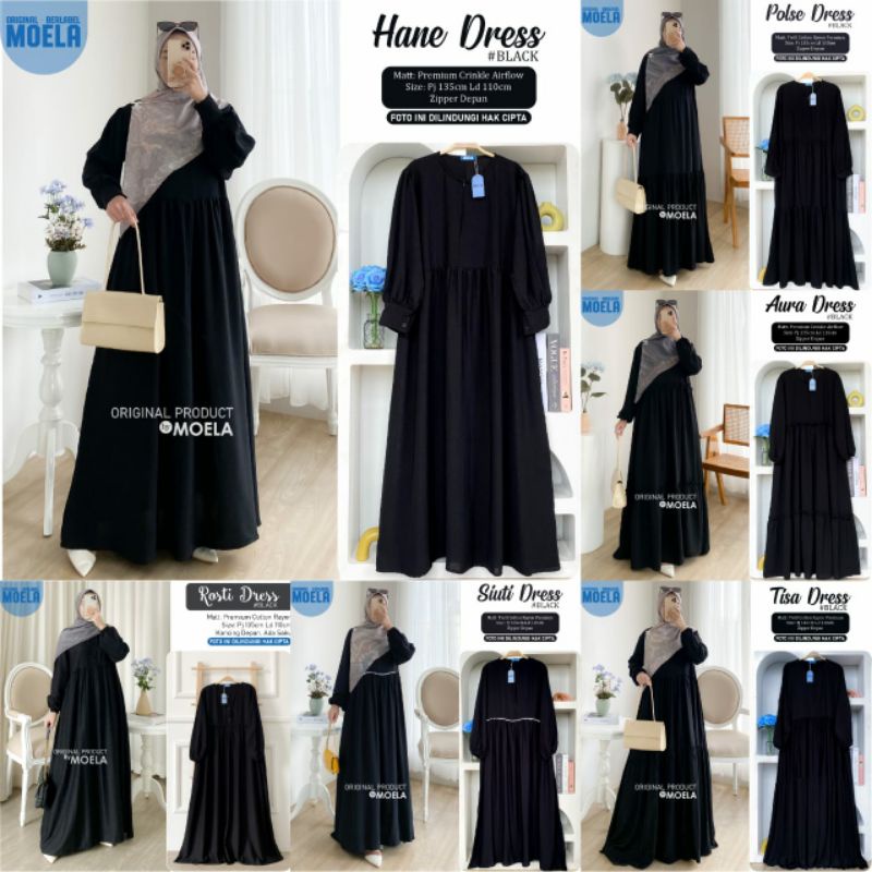Katalog Dress Serba Hitam Black ori BERLABEL MOELA || 2.11  [LUIRY MOLIN KIMEA PILOS POIBI BALKIS NU
