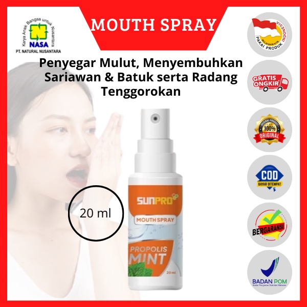 MBS - Sunpro Propolis Mint Mouth Spray Mulut 20 ml Penyegar Nafas Kesehatan Mulut
