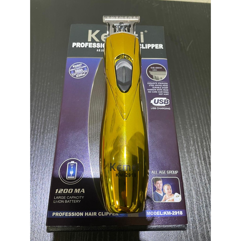 Kemei Hair Trimmer KM-2918 USB Rechargeable Hair Clipper / Alat Cukur