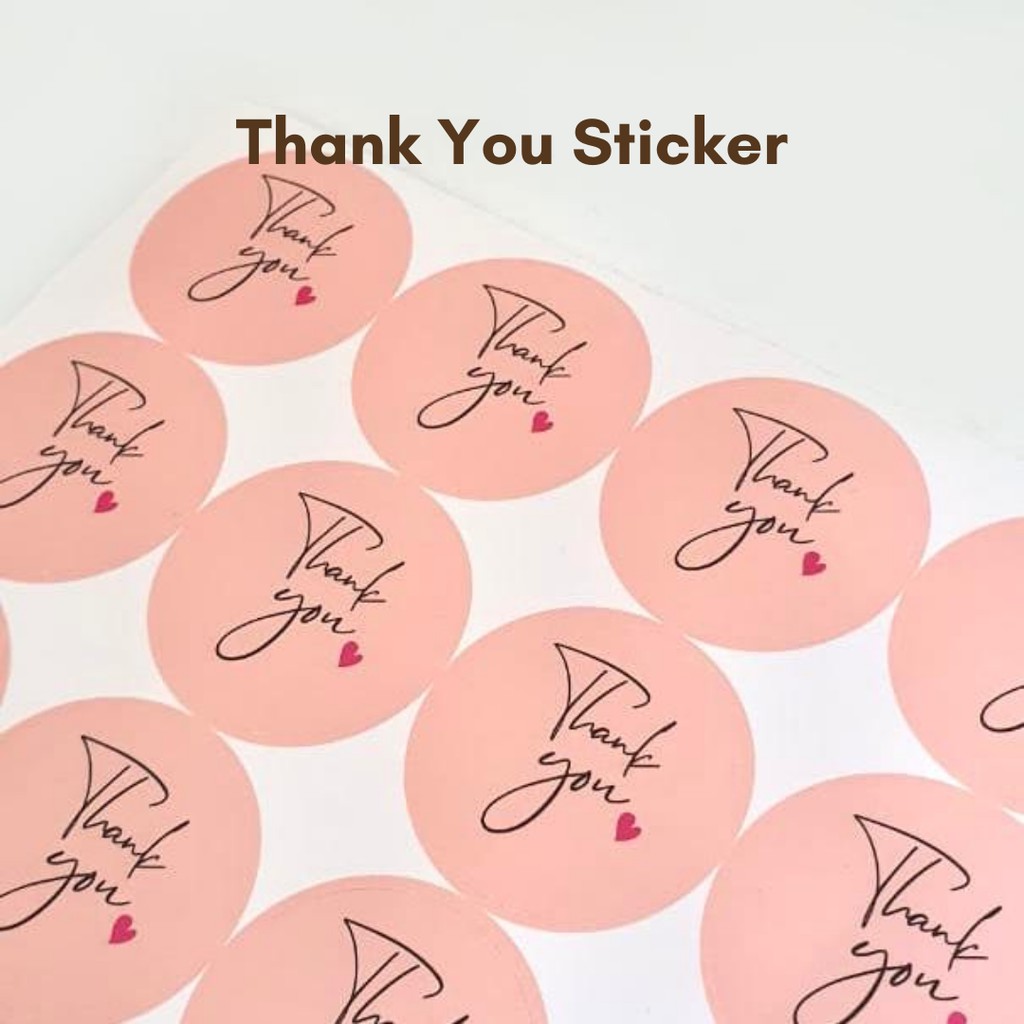 

THANKYOU STICKER PINK/ Stiker Ucapan Terimakasih Merah Muda (1 LEMBAR ISI 12 STIKER)
